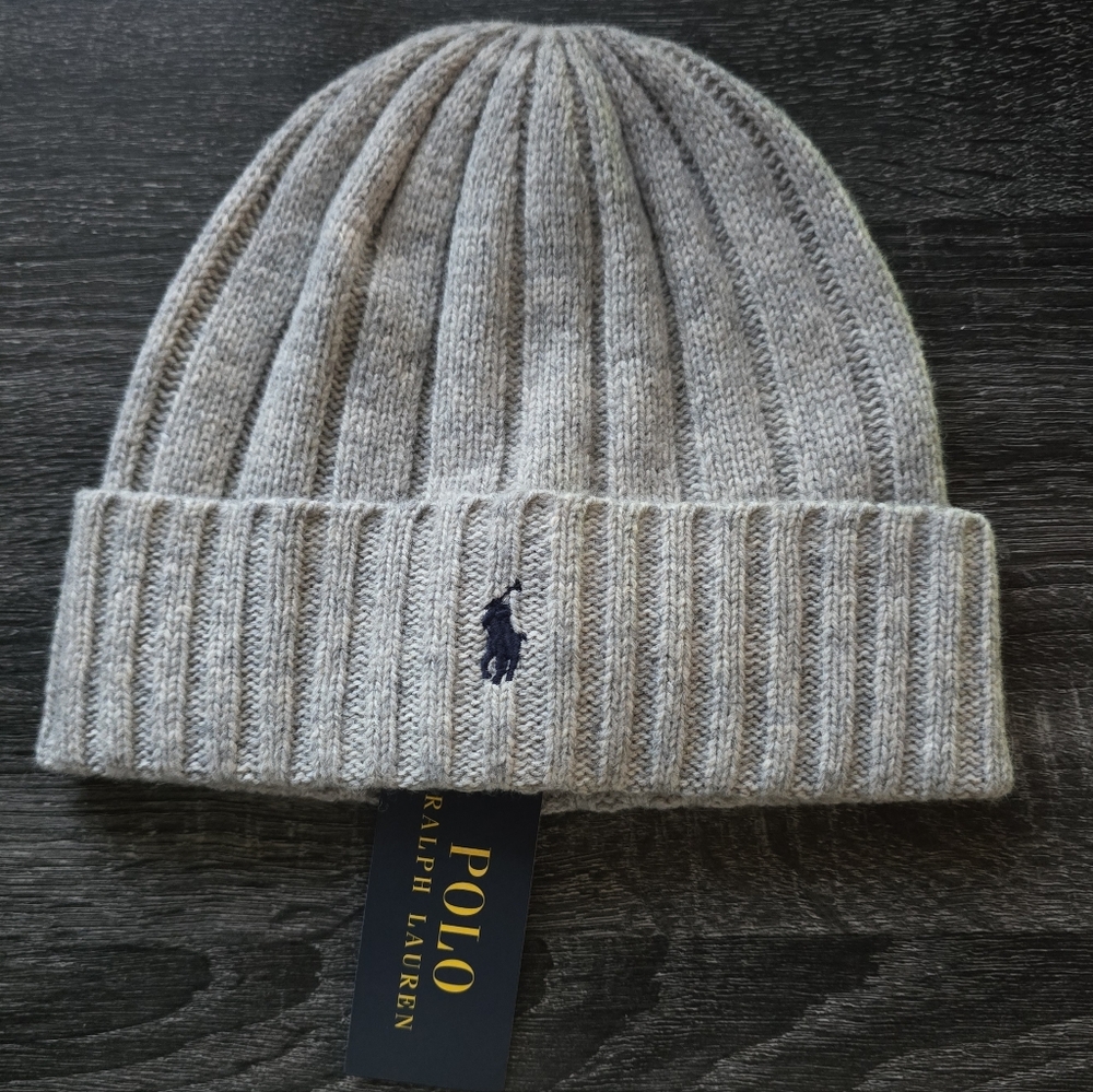 Polo Ralph Lauren Wool Cuffed Ribbed Beanie Cap NWT